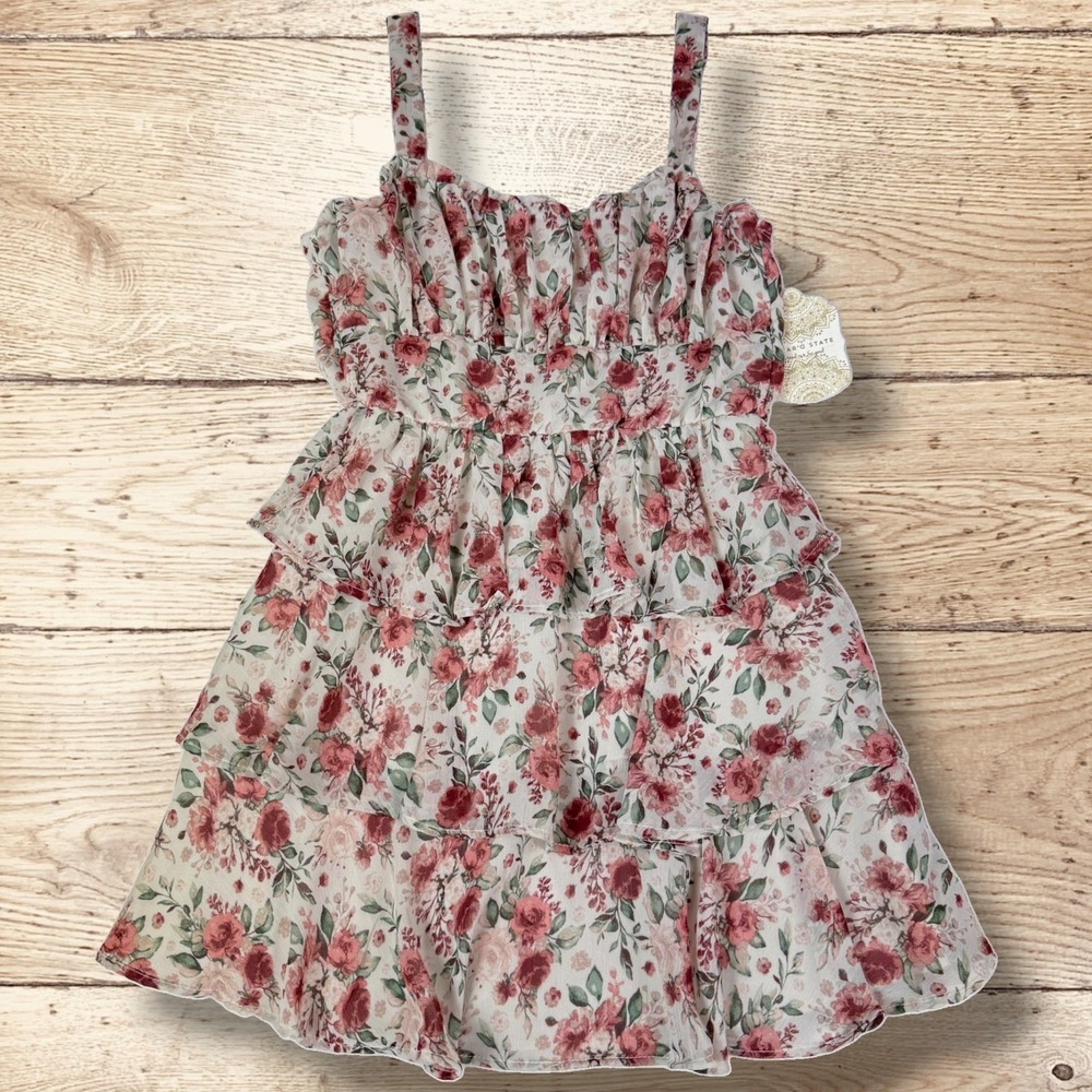 ALTAR'D STATE Gathered Bodice Ruffle Mini Dress NWT - Size L - Multicolor Floral